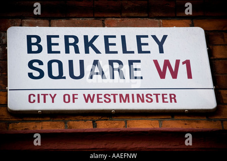 Berkeley Square road sign Mayfair Stock Photo