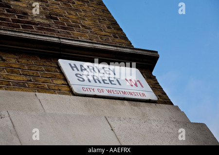 Harley Street road sign Harley Street is reknowned for its private medical practitioners Stock Photo