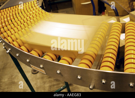 package on conveyor rollers in warehouse Stock Photo