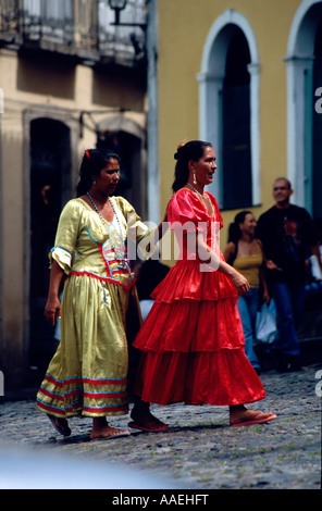 Baianas in traditional dress on Largo de Pelourinho Salvador de Bahia Brazil Stock Photo