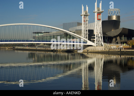 Morning light on the Lowry Arts Centre Salford Quays Greater Manchester Stock Photo