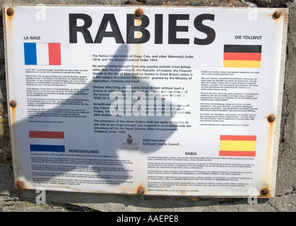 Rabies Warning Port Quin North Cornwall June Stock Photo