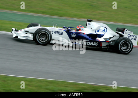 Robert Kubica driving for the BMW-Sauber team  in the 2007 Formula One Spanish Grand Prix at Montmelo, Barcelona, Spain Stock Photo