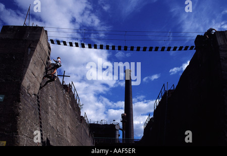 Former coke storage today climbing wall Duisburg Nord Stock Photo