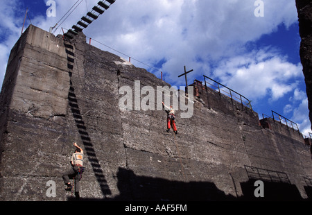 Former coke storage today climbing wall Duisburg Nord Stock Photo