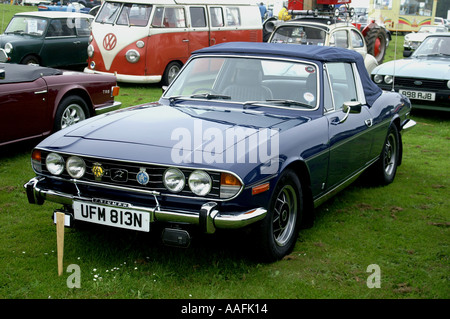 The famous Triumph Stag sports car interior showing the steering wheel ...