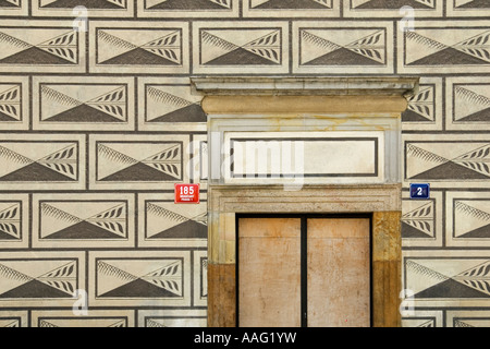 Sgraffito pattern on Schwarzenberg Palace, castle district, Prague, Czech republic Stock Photo