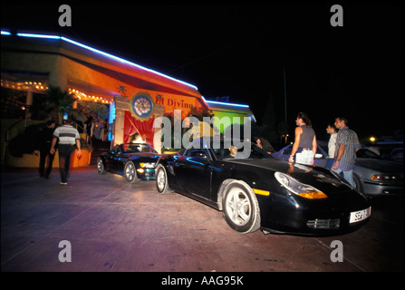 Ragtops in front of club and discotheque El Divino Ibiza City Ibiza Balearic Islans Spain Stock Photo