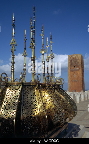 Le Tour Hassan and Mosque - Rabat, MOROCCO Stock Photo