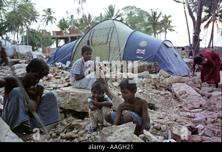 Images from the aftermath of the boxing day tsunami in Sri Lanka on the Indian Ocean, 2005. Stock Photo