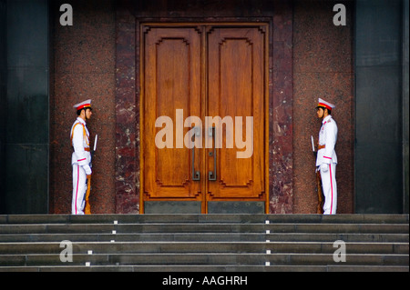 Guards outside Ho Chi Minh Mauseloem Hanoi Vietnam South East Asia Stock Photo