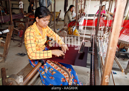 Silk weaving village Phnom Penh Cambodia Stock Photo