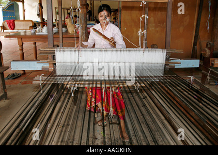 Silk weaving village Phnom Penh Cambodia Stock Photo