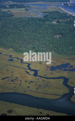 Kennebunk ME Undeveloped forest near Rachel Carson N W R Little River and Rt 9 Harts Woods Parcel Crescent Surf Beach an Stock Photo