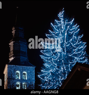 Christmas tree lights St Gervais les Bains Haute Savoie Rhone Alpes France Stock Photo