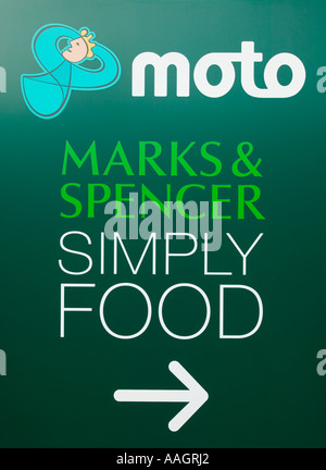 Marks and Spencers sign at a Motorway service station on the M6, UK Stock Photo