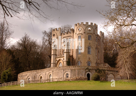 MIDFORD CASTLE NEAR BATH AN EIGHTEENTH CENTURY FOLLY CASTLE BUILT IN THE SHAPE OF THE ACE OF CLUBS SOMERSET UK Stock Photo