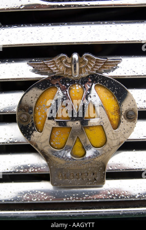 AA old fashioned membership badge on car grille close up Stock Photo