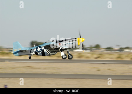 A North American P-51 Mustang taking off at the 2011 Wings Over Stock