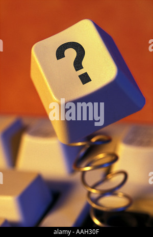 computer keyboard with Question mark key sprung up Stock Photo