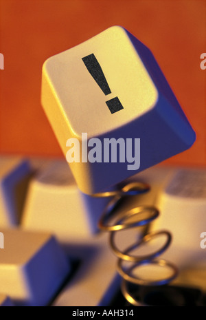 computer keyboard with exclamation mark key sprung up Stock Photo