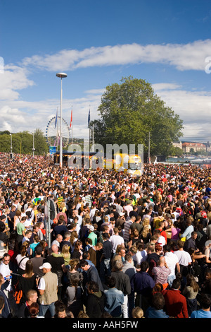 ravers dancing Love Mobile Street Parade Zurich Canton Zurich Switzerland Stock Photo