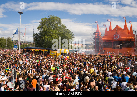 ravers dancing Love Mobile Street Parade Zurich Canton Zurich Switzerland Stock Photo