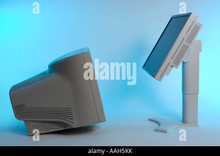 Computer CRT monitor and LCD display Modern technology Stock Photo