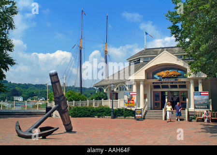 Entrance to Mystic Seaport Museum CT Connecticut Stock Photo