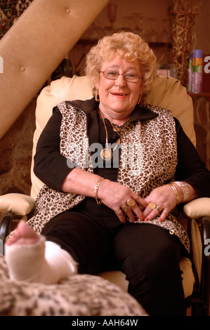 A FEMALE PENSIONER RECOVERING FROM A BROKEN FOOT Stock Photo