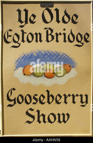 Egton Bridge Old Gooseberry show Yorkshire UK first Tuesday in August. Poster for the annual show. 1990s  HOMER SYKES Stock Photo