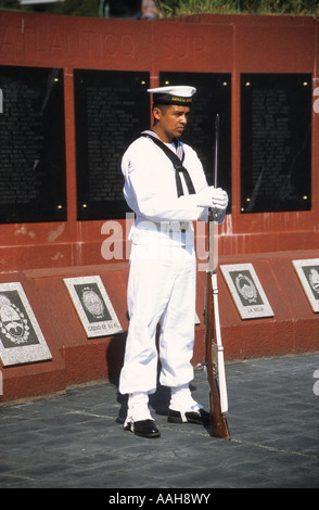 Guard at Monumento a los Caídos en Malvinas / Falklands War memorial, Plaza San Martin, Retiro, Buenos Aires, Argentina Stock Photo