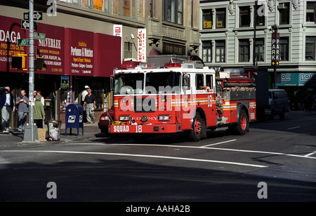 Fire truck parked in a New York street Stock Photo