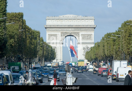 The Arc de Triomphe on the Champs-Élysées in Paris, France Stock Photo