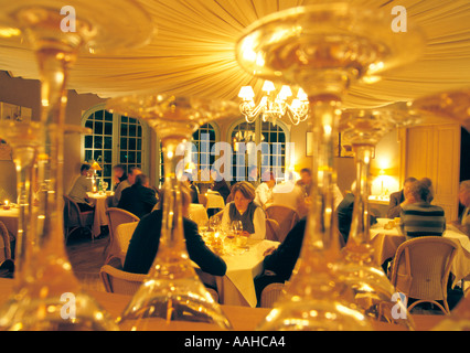 restaurant interior with guests eating Stock Photo