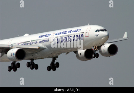 Airbus A340 600 lands at the Farnborough Air Show Hampshire England United Kingdom Stock Photo