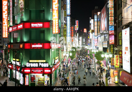 JPN Japan Tokyo Shinjuku district Shopping and amusement area at Shinkuju Dori street Stock Photo