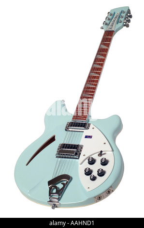 Electric rickenbacker Guitar cut out on white background three quarter view  studio cutout cut out white background knockout dro Stock Photo