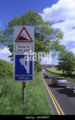 emergency escape lane warning sign in case of brake failure on steep ...