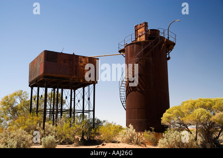 Water Towers Beresford Bore Historic Railway Siding Old Ghan Railway Oodnadatta Track near William Creek Outback South Australia Stock Photo