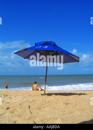 Beach life on Praia do Ponta Negra beach in Natal Brazil Stock Photo