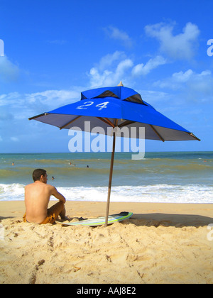 Beach life on Praia do Ponta Negra beach in Natal Brazil Stock Photo