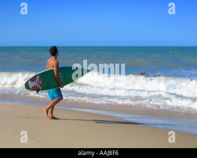 Beach life on Praia do Ponta Negra beach in Natal Brazil Stock Photo