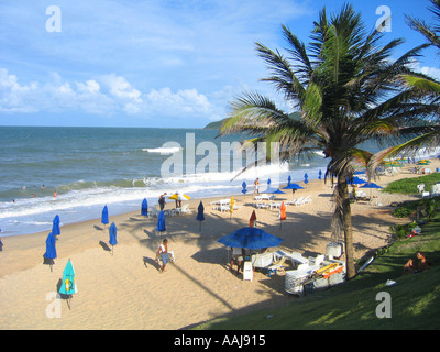 Beach life on Praia do Ponta Negra beach in Natal Brazil Stock Photo