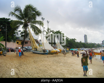 Rain on Praia do Ponta Negra beach in Natal Brazil Stock Photo