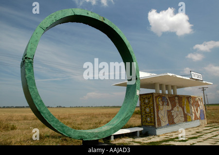 Crimea, Lugove, bus station, green concrete ring, Ukraine Stock Photo ...