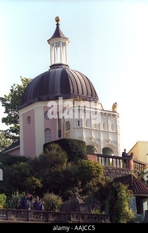 Domed building in the Italianate village designed by architect Clough Williams Ellis of Portmeirion Gwynedd Wales UK Stock Photo