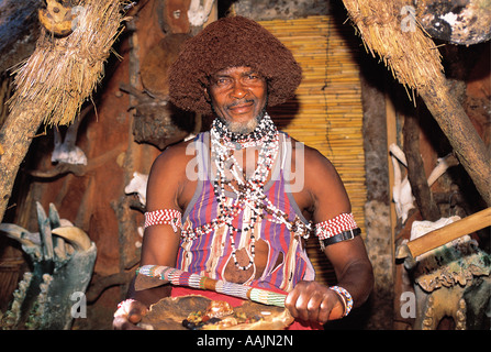 Shangaan sangoma Witch Doctor in Shangaan cultural village Mpumalanga South Africa