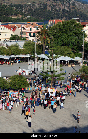 GREECE IONIAN CEPHALLONIA ARGOSTOLI PLATIA VALLIANOU THE MAIN SQUARE Stock Photo