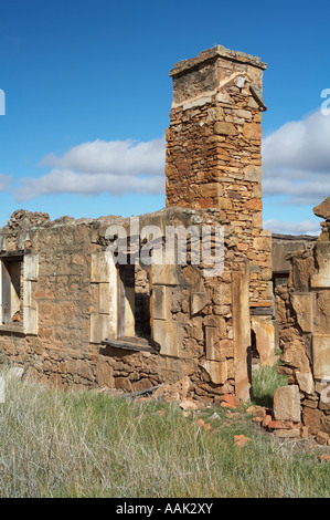 chimney stack in the ruins of an Australian colonial homestead Stock Photo